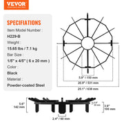 Log Grate, 27 inch Heavy Duty Wheel Fire Grate with 6 Support Legs, Solid Powder-coated Steel Bars, Log V952-LXYMP6X20MM27JRUUV0