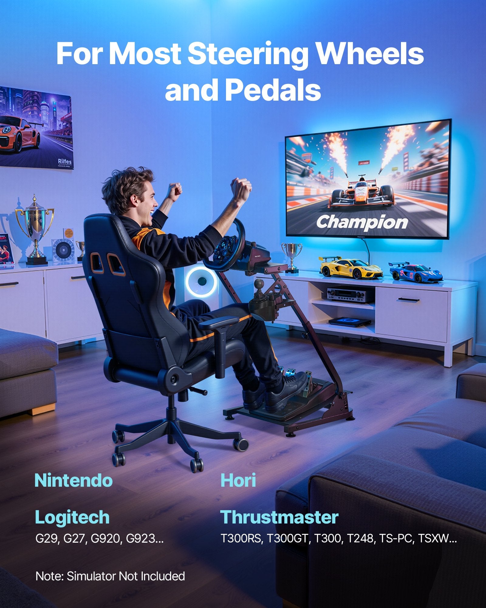 Racing Wheel Stand, Adjustable & Foldable Simulator Stand for Logitech G29 G27 G920 G923, Thrustmaster T300RS V952-LXZJNEWG920DOQ8CO001V0