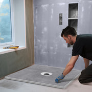Shower Curb Kit, 914x914mm Shower Pan Kit with 160mm Central Drain, Lightweight EPS Shower Installation Kits V952-LYAZDB3636YCVU1CGV0