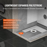 Shower Curb Kit, 1219x1828mm Shower Pan Kit with 160mm Central Drain, Lightweight EPS Shower Installation V952-LYAZDB4872YCFXDWCV0