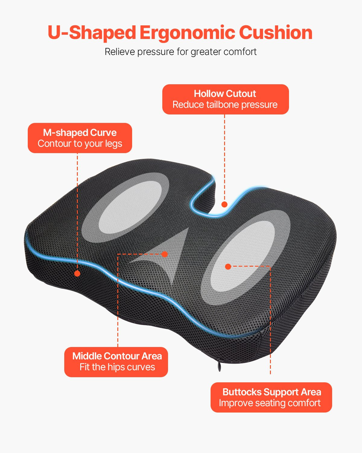 Seat Cushion, Memory Foam Seat Chair Cushion for Pressure Relief, Soft & Breathable Wheelchair Seat Pad with V952-LYDCGZDHM000M1SKH001V0