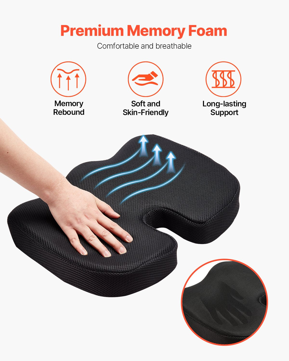Seat Cushion, Memory Foam Seat Chair Cushion for Pressure Relief, Soft & Breathable Wheelchair Seat Pad with V952-LYDCGZDHM000M1SKH001V0