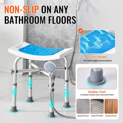 Shower Chair, Adjustable Height Shower Stool with Crossbar Support, Shower Seat for Inside Shower or Tub, V952-LYDFXLHJPEWFYGW6TV0