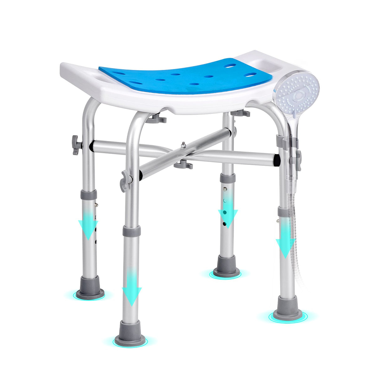 Shower Chair, Adjustable Height Shower Stool with Crossbar Support, Shower Seat for Inside Shower or Tub, V952-LYDFXLHJPEWFYGW6TV0