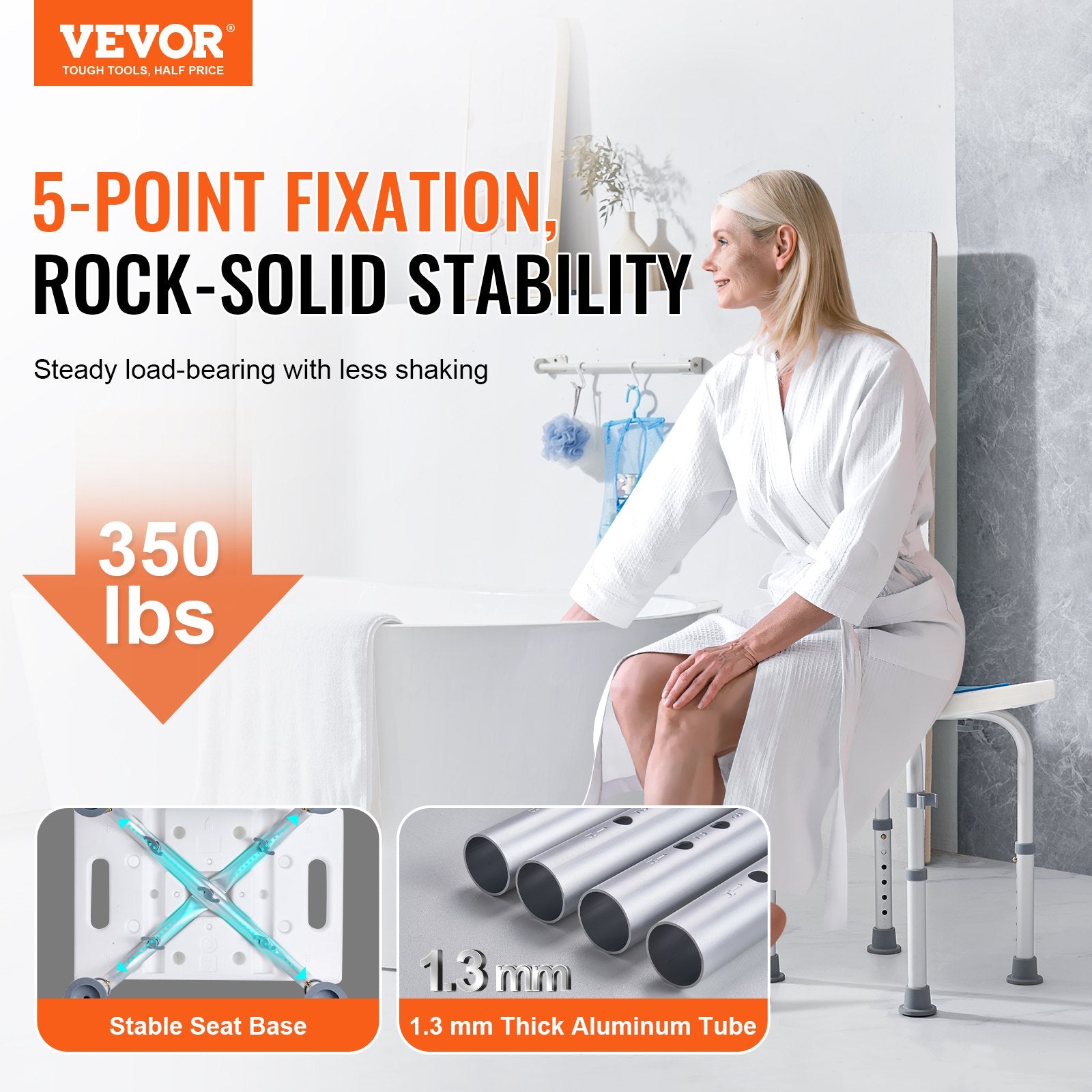 Shower Chair, Adjustable Height Shower Stool, Shower Seat for Inside Shower or Tub, Non-Slip Bench Bathtub V952-LYDFXSLHJPESDZCC9V0