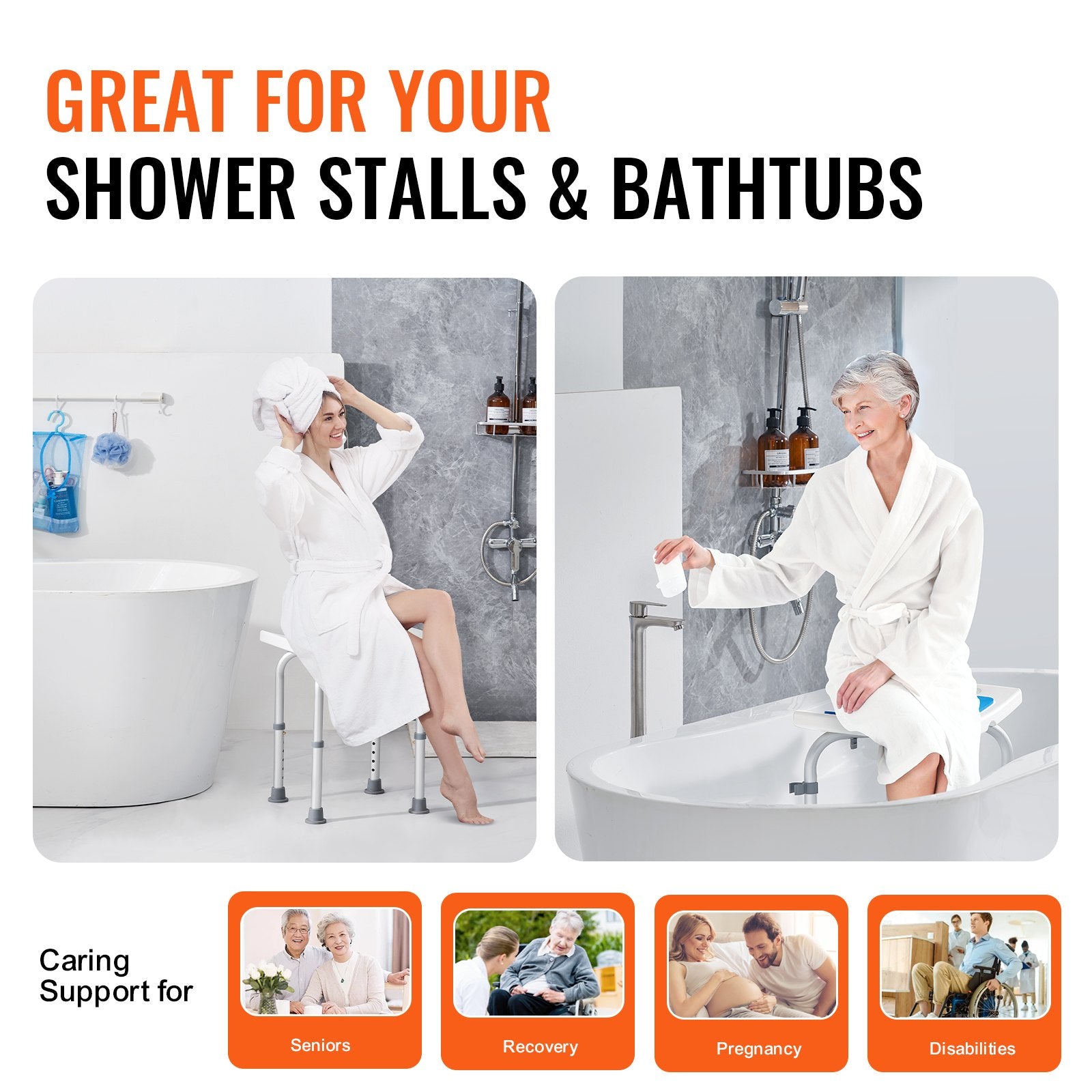 Shower Chair, Adjustable Height Shower Stool, Shower Seat for Inside Shower or Tub, Non-Slip Bench Bathtub V952-LYDFXSLHJPESDZCC9V0