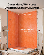Waterproof Membrane for Shower, 1.2 x 40 m 46.45 m2 Waterproofing Tile Membrane, 0.5mm Thickness Polyethylene V952-LYFSM4125FT078LQJ001V0