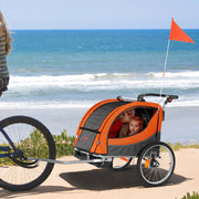 Bike Trailer for Toddlers, Kids, Double Seat, 40 kg Load, 2-In-1 Canopy Carrier Converts to Stroller, Tow V952-LYS100B1020ILJ9NWV0