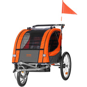 Bike Trailer for Toddlers, Kids, Double Seat, 40 kg Load, 2-In-1 Canopy Carrier Converts to Stroller, Tow V952-LYS100B1020ILJ9NWV0