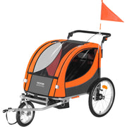 Bike Trailer for Toddlers, Kids, Double Seat, 40 kg Load, 2-In-1 Canopy Carrier Converts to Stroller, Tow V952-LYS100B1020ILJ9NWV0