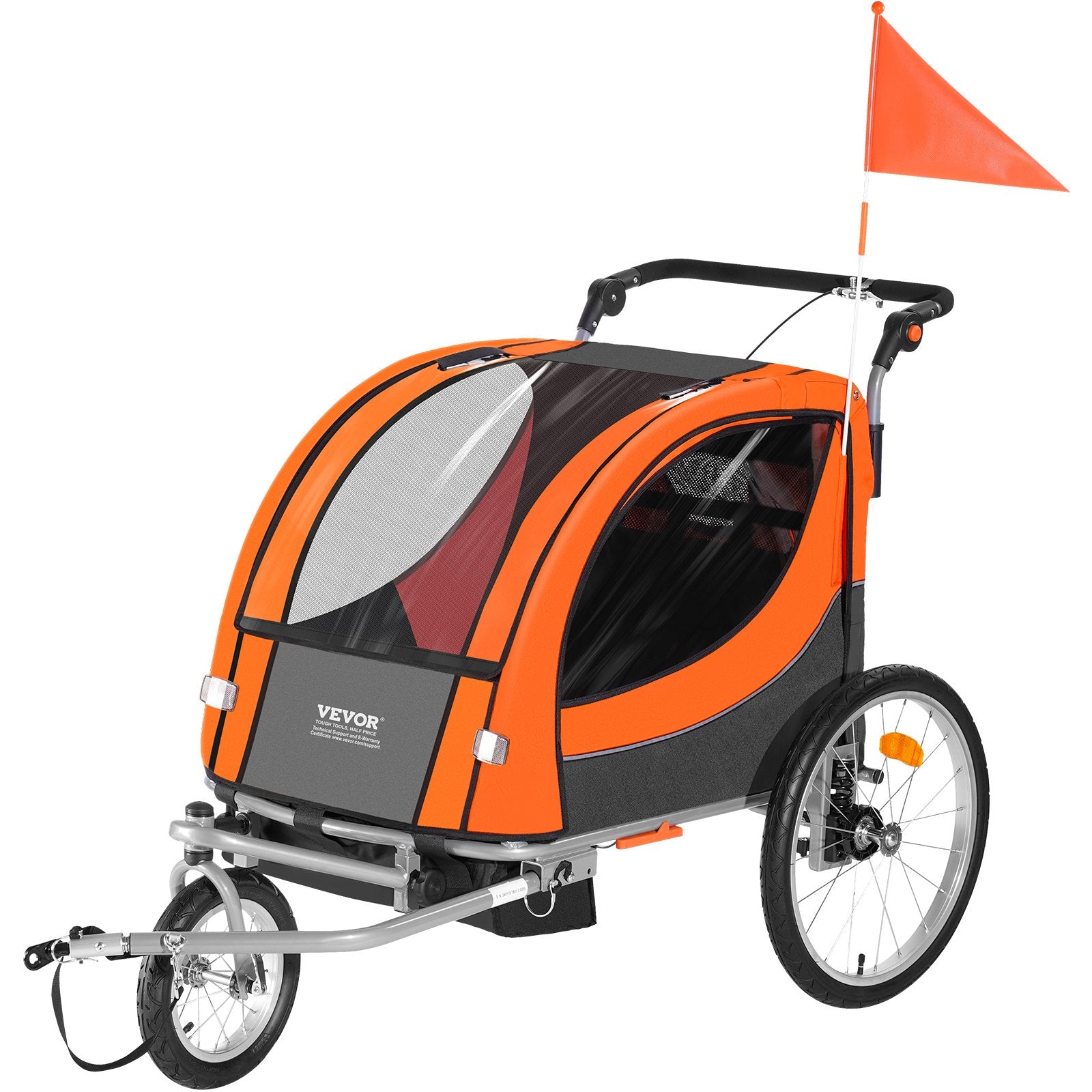 Bike Trailer for Toddlers, Kids, Double Seat, 40 kg Load, 2-In-1 Canopy Carrier Converts to Stroller, Tow V952-LYS100B1020ILJ9NWV0