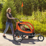 Bike Trailer for Toddlers, Kids, Double Seat, 45 kg Load, 2-In-1 Canopy Carrier Converts to Stroller, Tow V952-LYS2GHJG1220E5YTPV0