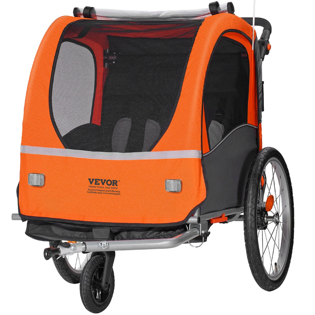 Bike Trailer for Toddlers, Kids, Double Seat, 45 kg Load, 2-In-1 Canopy Carrier Converts to Stroller, Tow V952-LYS2GHJG820IRLD5RV0