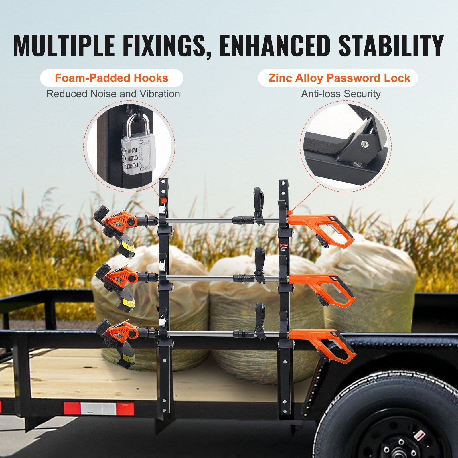3-Place Weeder Trimmer Rack Holder for Open Landscape Trailer Lockable V952-LYSDCJGJ3QX0RMZUUV0