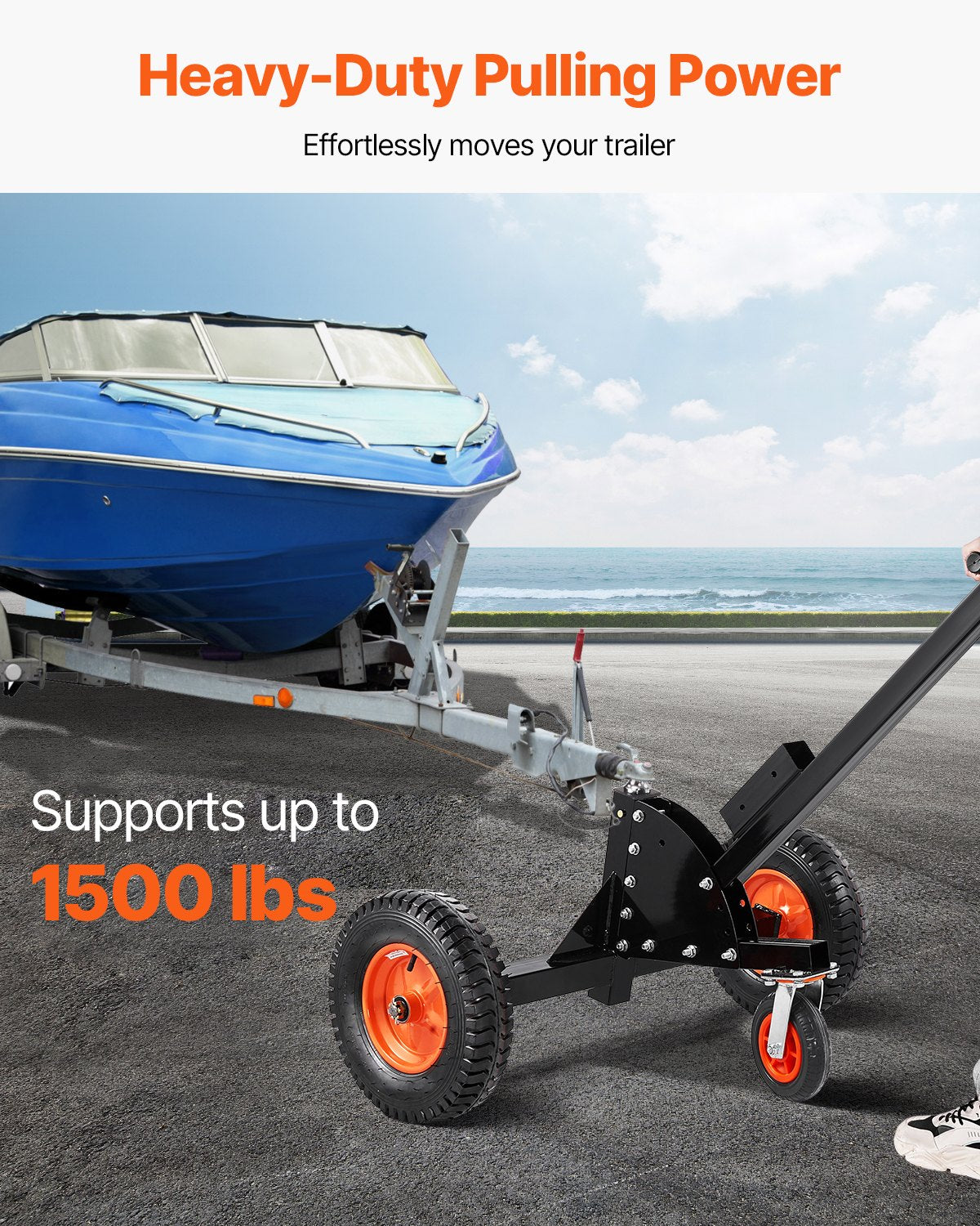Trailer Dolly, 1500lbs Tongue Weight Capacity, 2 in 1 Trailer Mover with 2 in Ball, 16 in Pneumatic Tires and V952-LYSDQYC1500LJYV2YV0