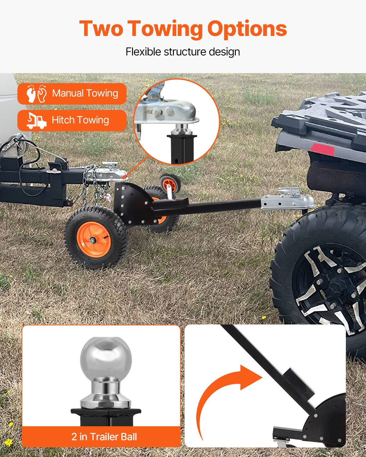 Trailer Dolly, 1500lbs Tongue Weight Capacity, 2 in 1 Trailer Mover with 2 in Ball, 16 in Pneumatic Tires and V952-LYSDQYC1500LJYV2YV0