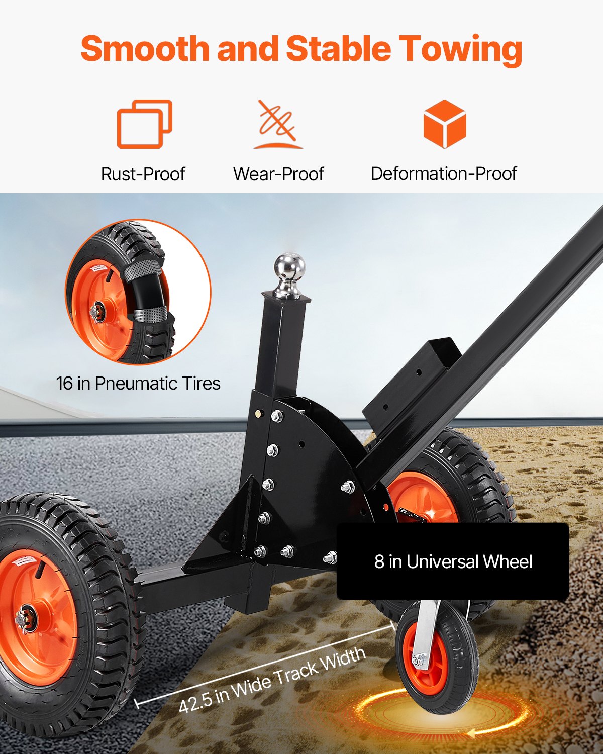 Trailer Dolly, 1500lbs Tongue Weight Capacity, 2 in 1 Trailer Mover with 2 in Ball, 16 in Pneumatic Tires and V952-LYSDQYC1500LJYV2YV0