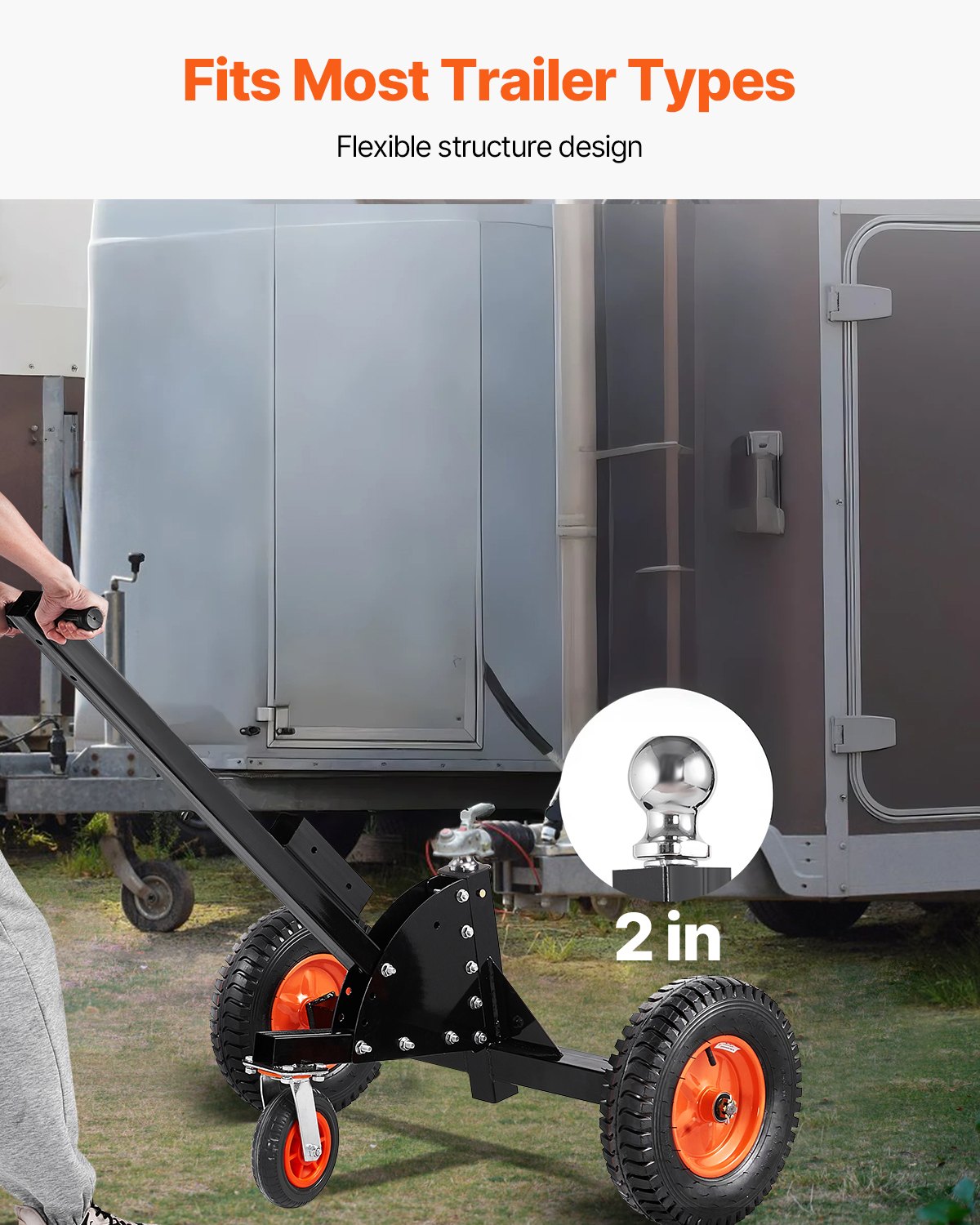 Trailer Dolly, 1500lbs Tongue Weight Capacity, 2 in 1 Trailer Mover with 2 in Ball, 16 in Pneumatic Tires and V952-LYSDQYC1500LJYV2YV0