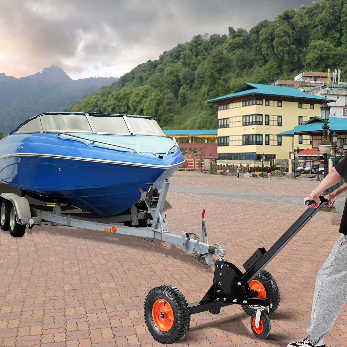 Trailer Dolly, 1500lbs Tongue Weight Capacity, 2 in 1 Trailer Mover with 2 in Ball, 16 in Pneumatic Tires and V952-LYSDQYC1500LJYV2YV0