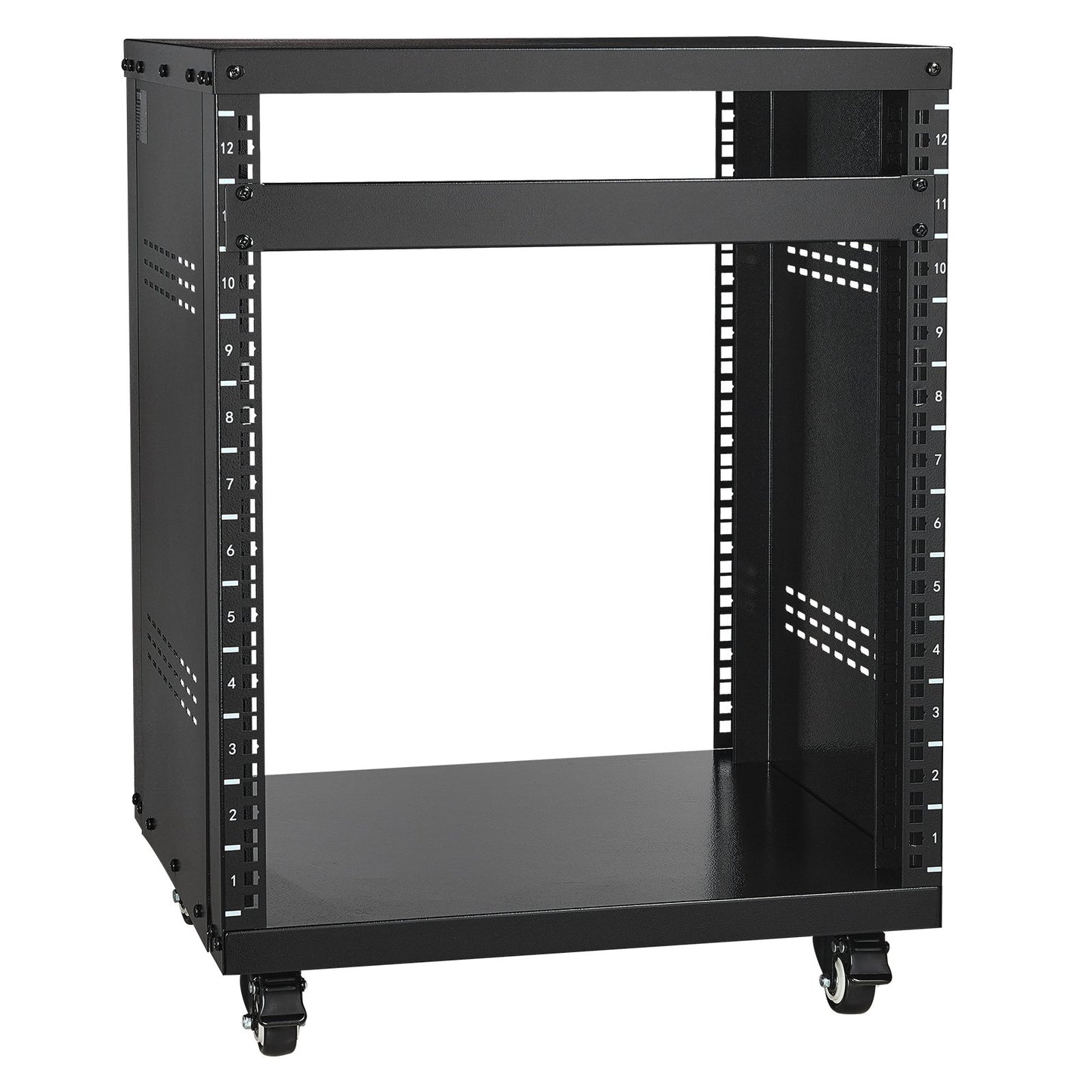 12U AV Rack Stand, 136.08kg Capacity, Network Stereo Recording Studio Rack with Lockable Caster Wheels Round V952-LYSJJ12U18YCOJ5U1V0