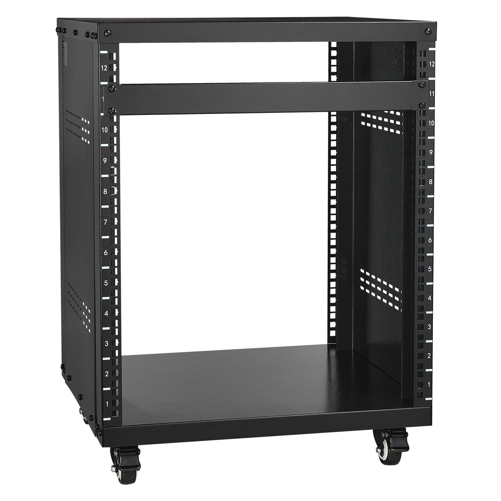 12U AV Rack Stand, 136.08kg Capacity, Network Stereo Recording Studio Rack with Lockable Caster Wheels Round V952-LYSJJ12U18YCOJ5U1V0