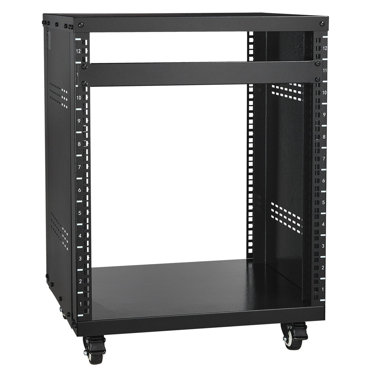 12U AV Rack Stand, 136.08kg Capacity, Network Stereo Recording Studio Rack with Lockable Caster Wheels Round V952-LYSJJ12U18YCOJ5U1V0