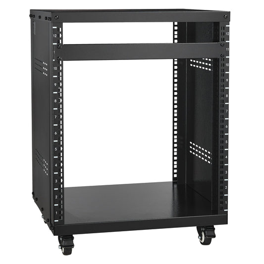 12U AV Rack Stand, 136.08kg Capacity, Network Stereo Recording Studio Rack with Lockable Caster Wheels Round V952-LYSJJ12U18YCOJ5U1V0