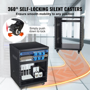 12U AV Rack Stand, 136.08kg Capacity, Network Stereo Recording Studio Rack with Lockable Caster Wheels Round V952-LYSJJ12U18YCOJ5U1V0