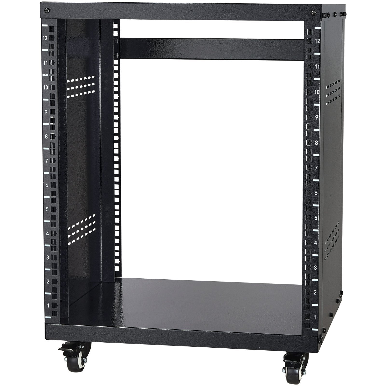 12U AV Rack Stand, 136.08kg Capacity, Network Stereo Recording Studio Rack with Lockable Caster Wheels Round V952-LYSJJ12U18YCOJ5U1V0