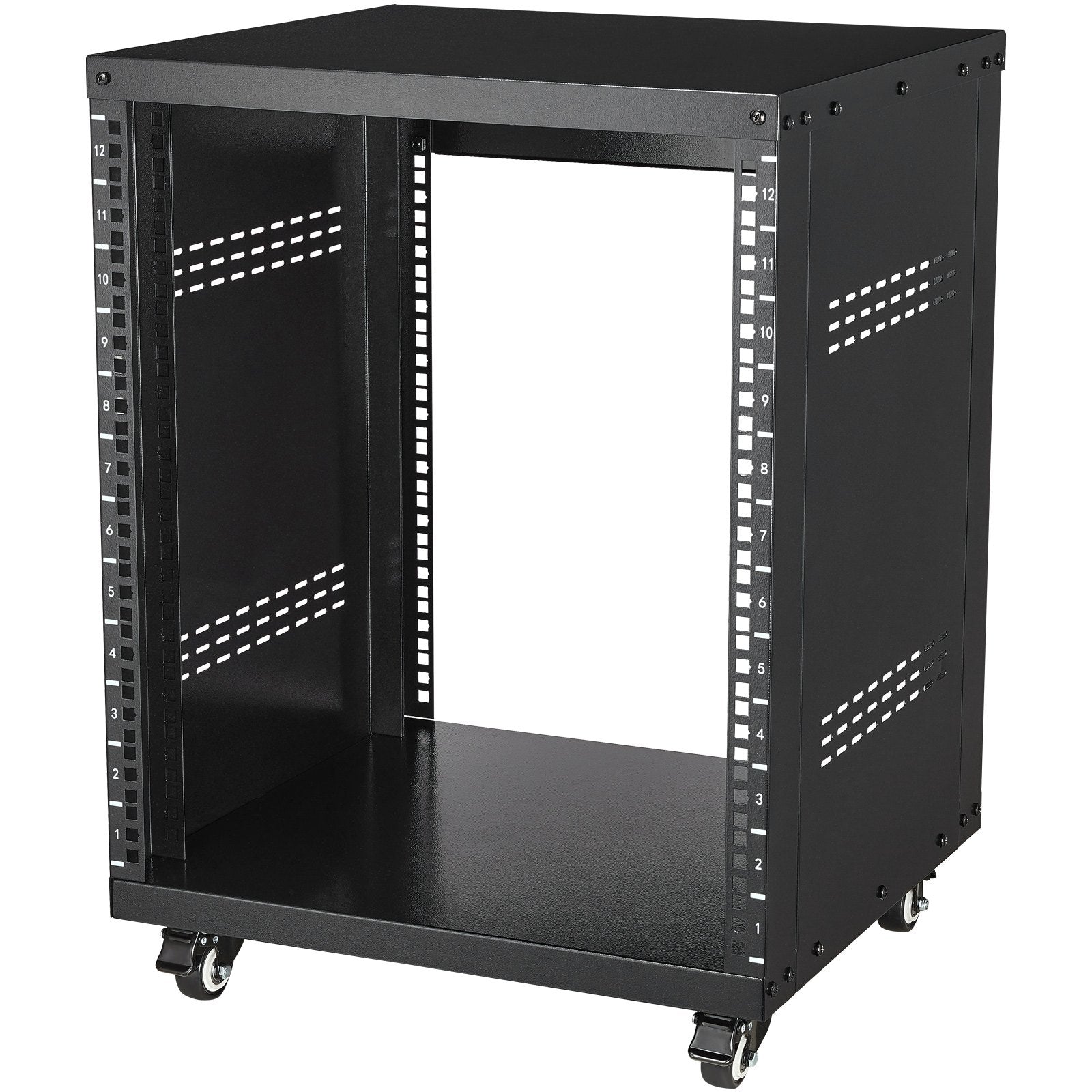 12U AV Rack Stand, 136.08kg Capacity, Network Stereo Recording Studio Rack with Lockable Caster Wheels Round V952-LYSJJ12U18YCOJ5U1V0