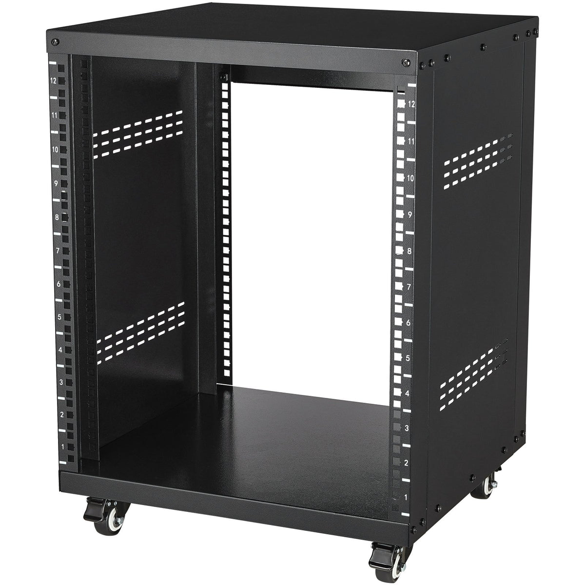 12U AV Rack Stand, 136.08kg Capacity, Network Stereo Recording Studio Rack with Lockable Caster Wheels Round V952-LYSJJ12U18YCOJ5U1V0