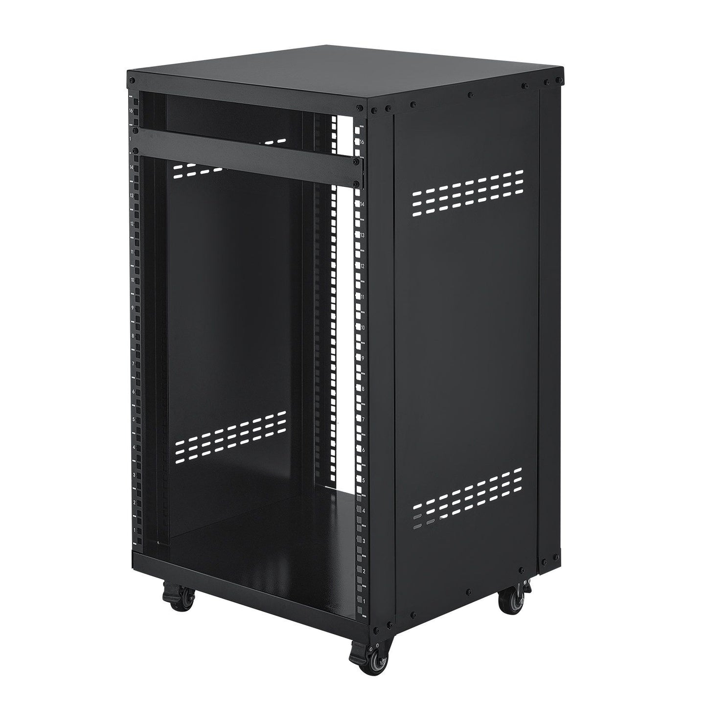 16U AV Rack, 90.7 kg Max Load Capacity, Home Recording Studio Rack with Lockable Caster Wheels, Open Frame V952-LYSJJ16U18YCAXC9D001V0