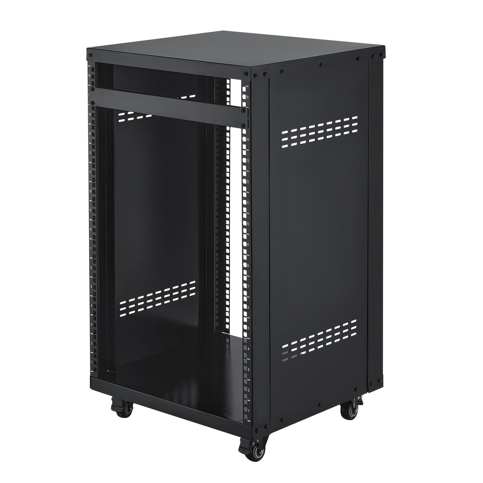 16U AV Rack, 90.7 kg Max Load Capacity, Home Recording Studio Rack with Lockable Caster Wheels, Open Frame V952-LYSJJ16U18YCAXC9D001V0