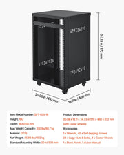 16U AV Rack, 90.7 kg Max Load Capacity, Home Recording Studio Rack with Lockable Caster Wheels, Open Frame V952-LYSJJ16U18YCAXC9D001V0