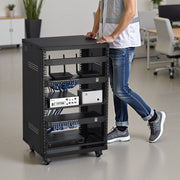 16U AV Rack, 90.7 kg Max Load Capacity, Home Recording Studio Rack with Lockable Caster Wheels, Open Frame V952-LYSJJ16U18YCAXC9D001V0