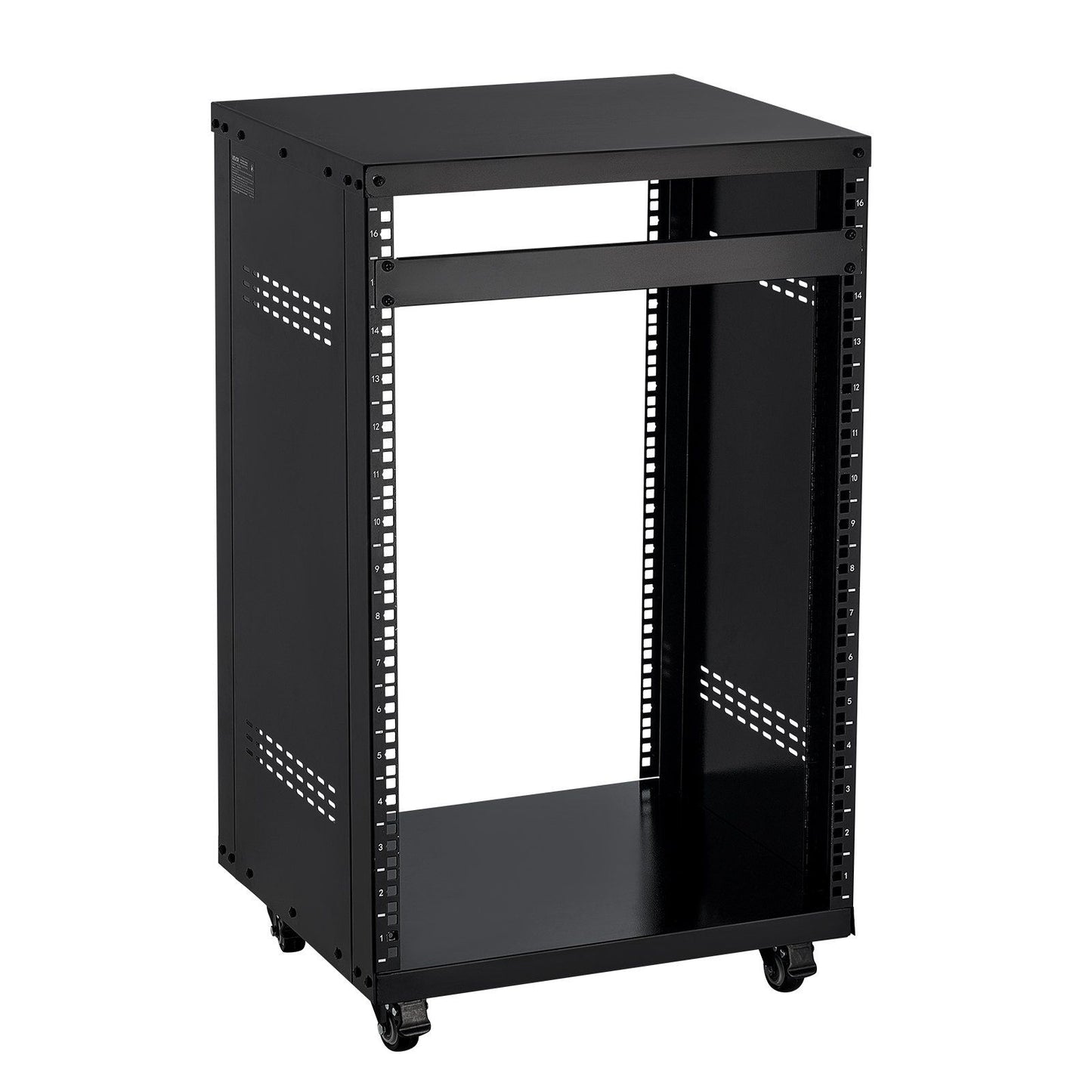 16U AV Rack, 90.7 kg Max Load Capacity, Home Recording Studio Rack with Lockable Caster Wheels, Open Frame V952-LYSJJ16U18YCAXC9D001V0