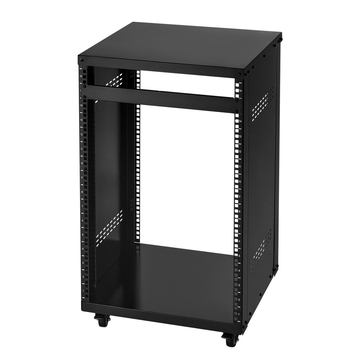 16U AV Rack, 90.7 kg Max Load Capacity, Home Recording Studio Rack with Lockable Caster Wheels, Open Frame V952-LYSJJ16U18YCAXC9D001V0