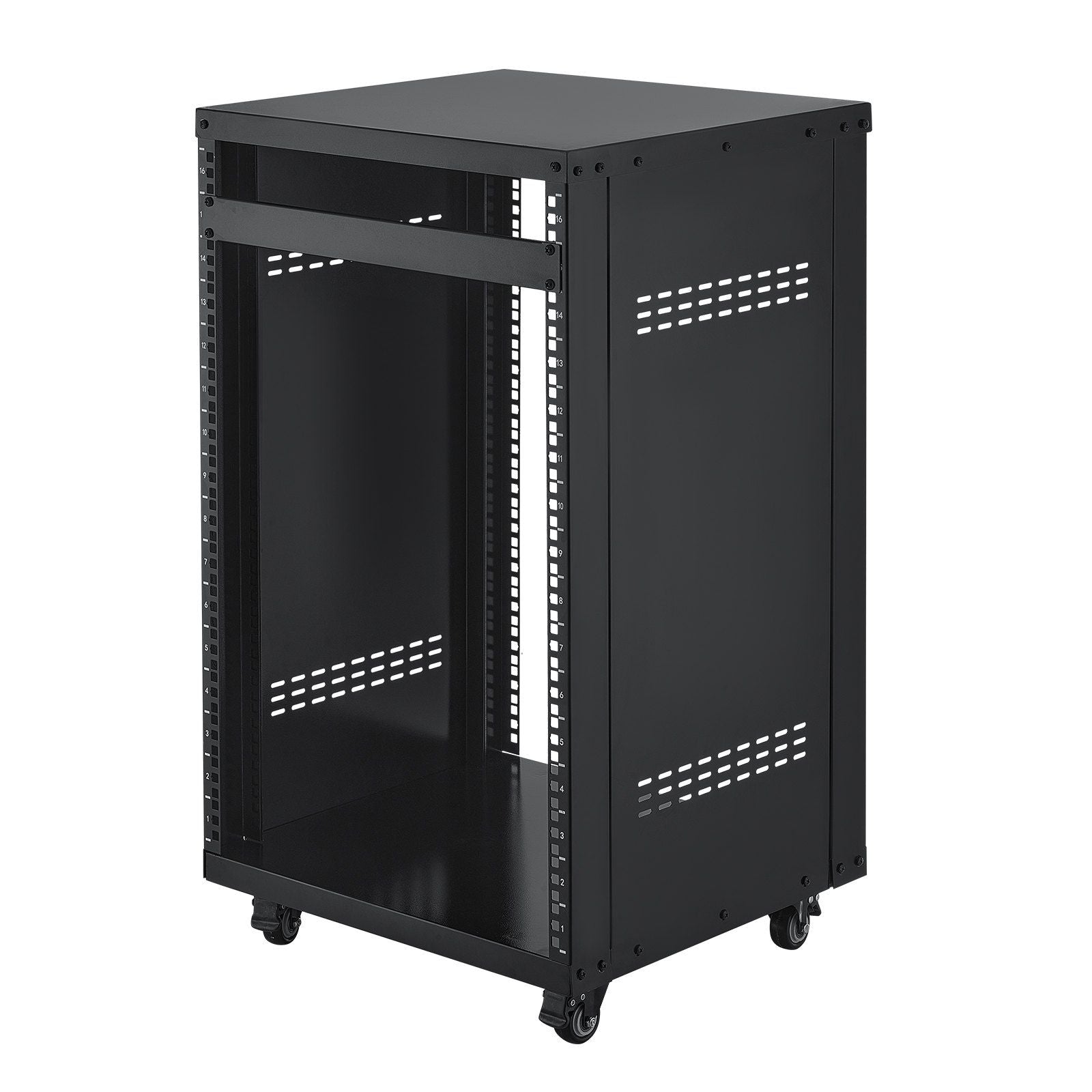 16U AV Rack, 90.7 kg Max Load Capacity, Home Recording Studio Rack with Lockable Caster Wheels, Open Frame V952-LYSJJ16U18YCAXC9D001V0