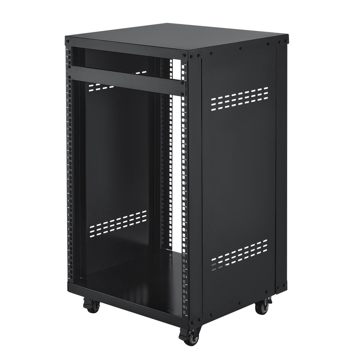 16U AV Rack, 90.7 kg Max Load Capacity, Home Recording Studio Rack with Lockable Caster Wheels, Open Frame V952-LYSJJ16U18YCAXC9D001V0