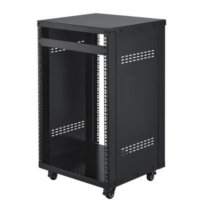 16U AV Rack, 90.7 kg Max Load Capacity, Home Recording Studio Rack with Lockable Caster Wheels, Open Frame V952-LYSJJ16U18YCAXC9D001V0