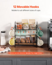 2 Tier Coffee Bar Organizer for Countertop w/ 12 Movable Hooks Mug Holder V952-LYSMKBGJBGSLN4HGLV0