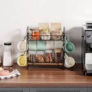 2 Tier Coffee Bar Organizer for Countertop w/ 12 Movable Hooks Mug Holder V952-LYSMKBGJBGSLN4HGLV0