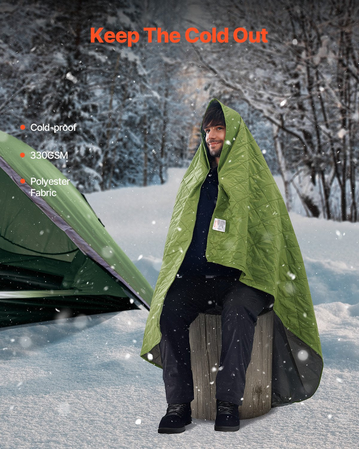 Camping Blanket 2.08 m x 1.4 m Warm Stadium Blanket 330GSM Outdoor Travel V952-LYTCSDLYLRPPCLSMKV0