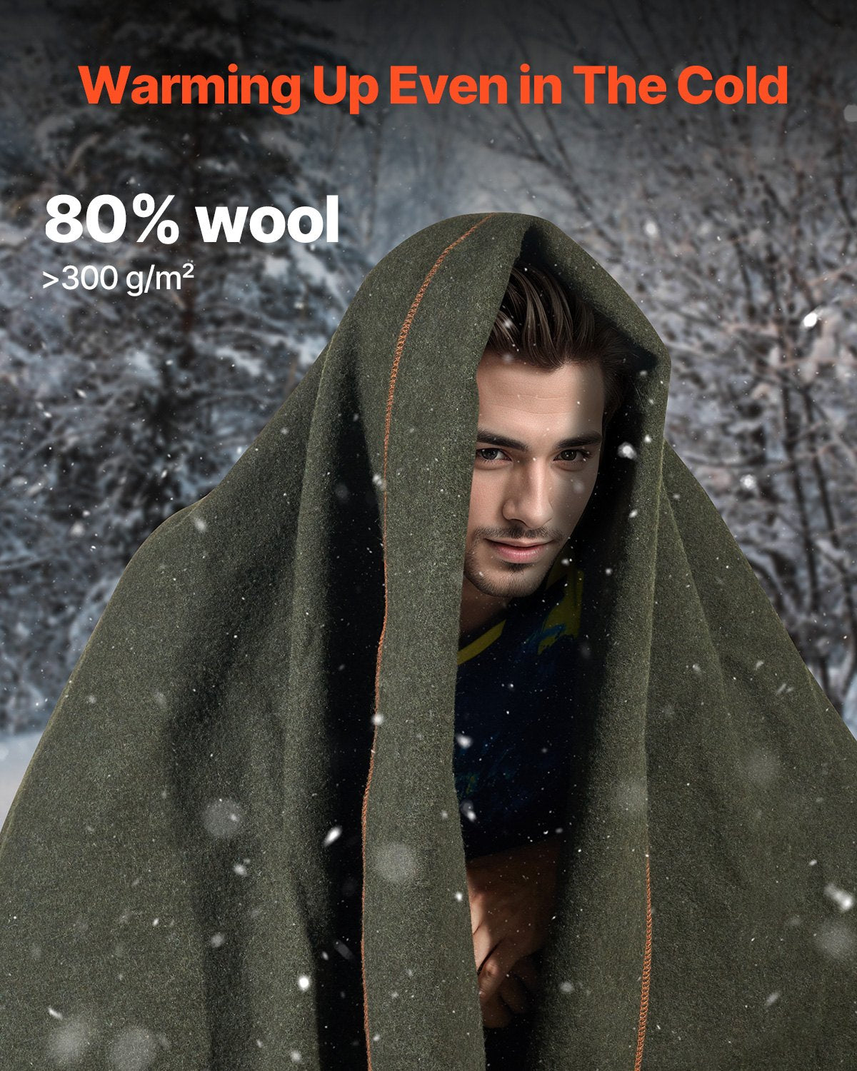 Wool Camping Blanket, Large Warm Stadium Blanket, Waterproof & Windproof, Flame Retardant, Great for V952-LYTCSYMHFPP5P7EO5V0