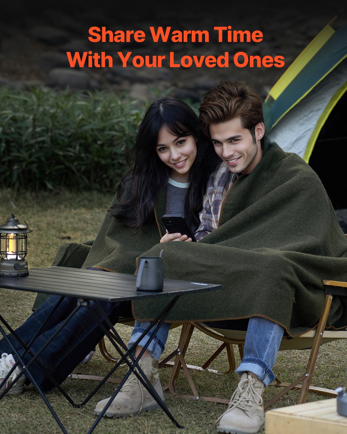Wool Camping Blanket, Large Warm Stadium Blanket, Waterproof & Windproof, Flame Retardant, Great for V952-LYTCSYMHFPP5P7EO5V0