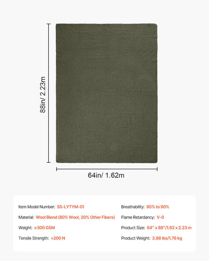 Wool Camping Blanket, Large Warm Stadium Blanket, Waterproof & Windproof, Flame Retardant, Great for V952-LYTCSYMHFPP5P7EO5V0