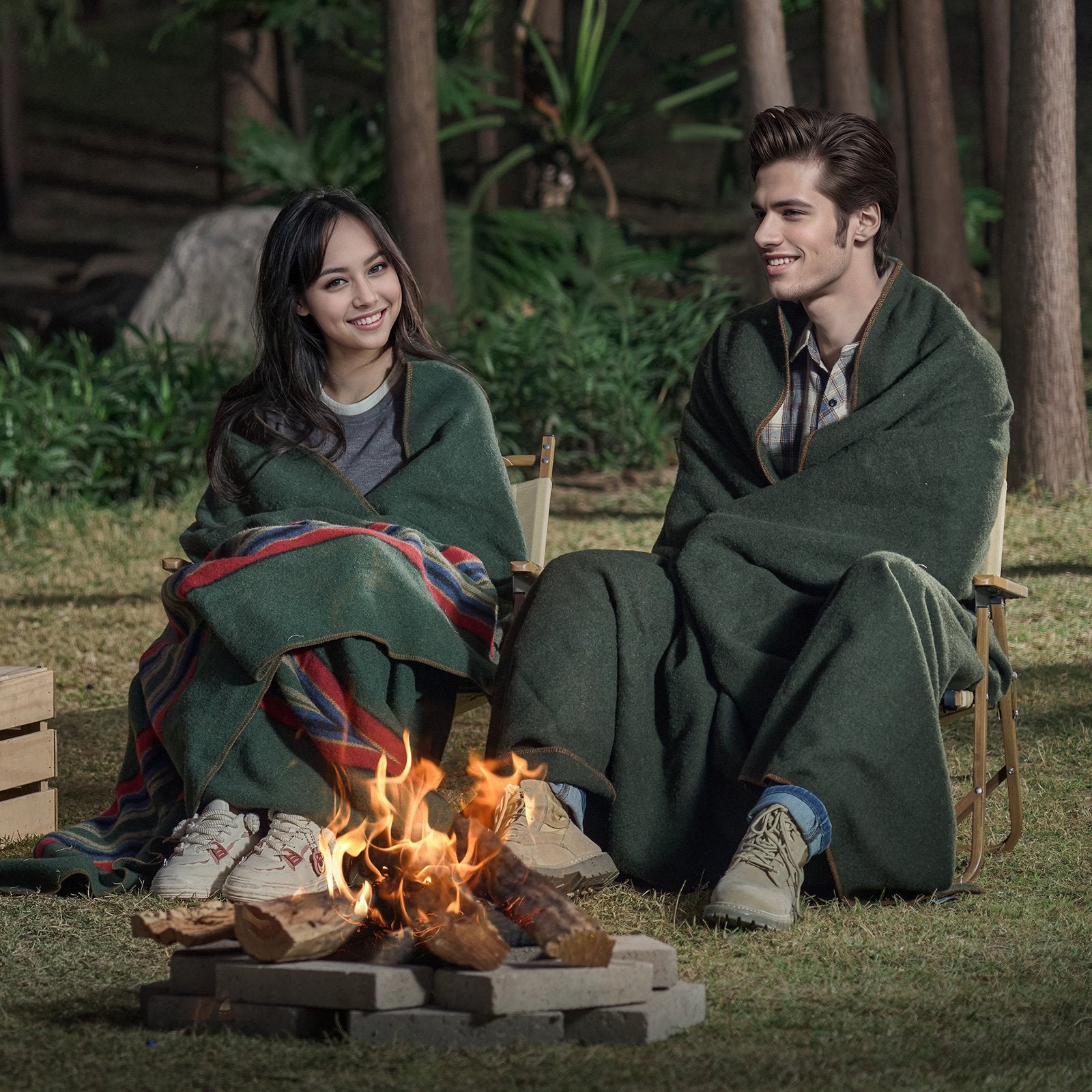 Wool Camping Blanket, Large Warm Stadium Blanket, Waterproof & Windproof, Flame Retardant, Great for V952-LYTCSYMHFPP5P7EO5V0