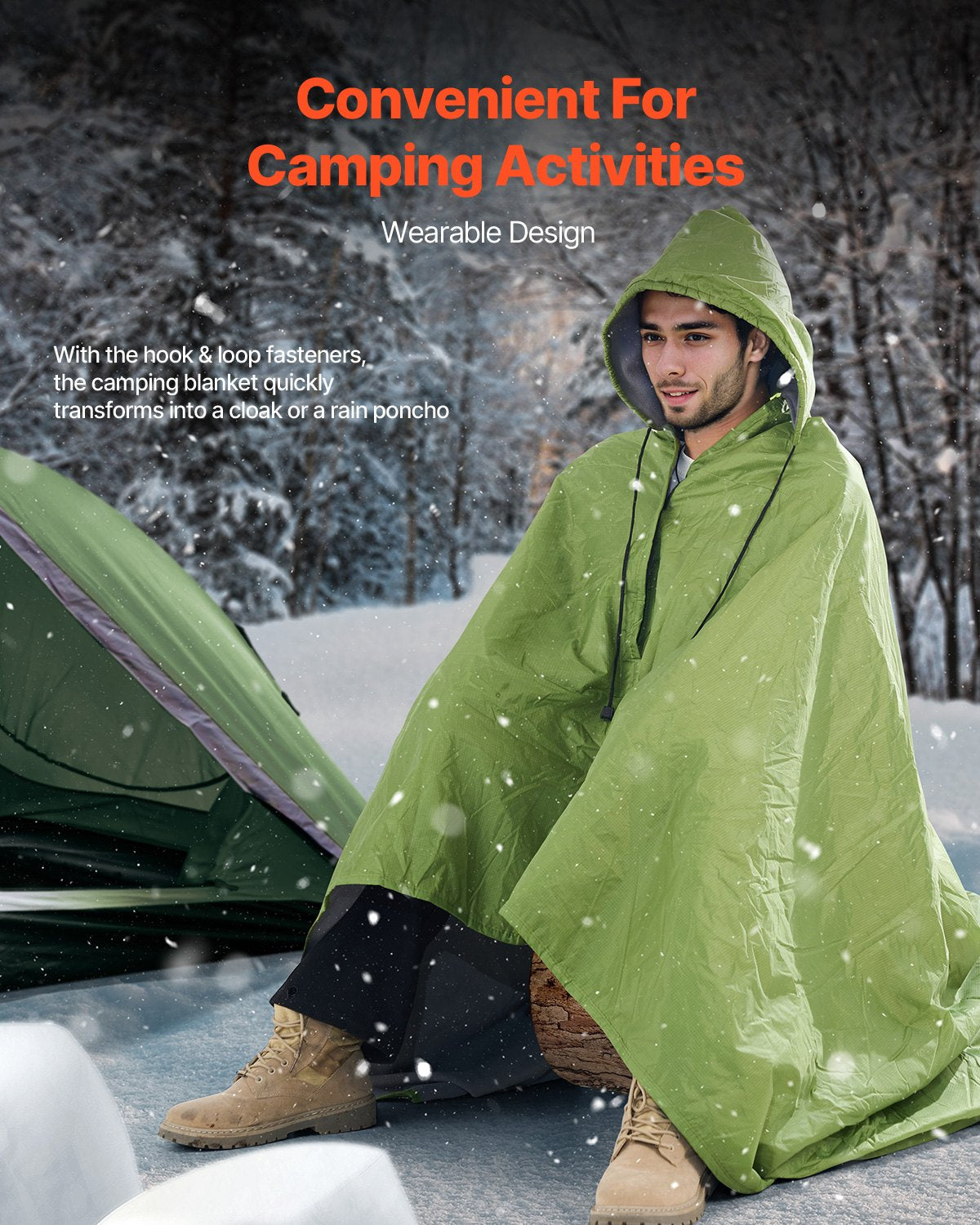 Camping Blanket 2 m x 1.5 m Wearable Warm Stadium Blanket Army Green V952-LYTJZKKCDDLY0746MV0