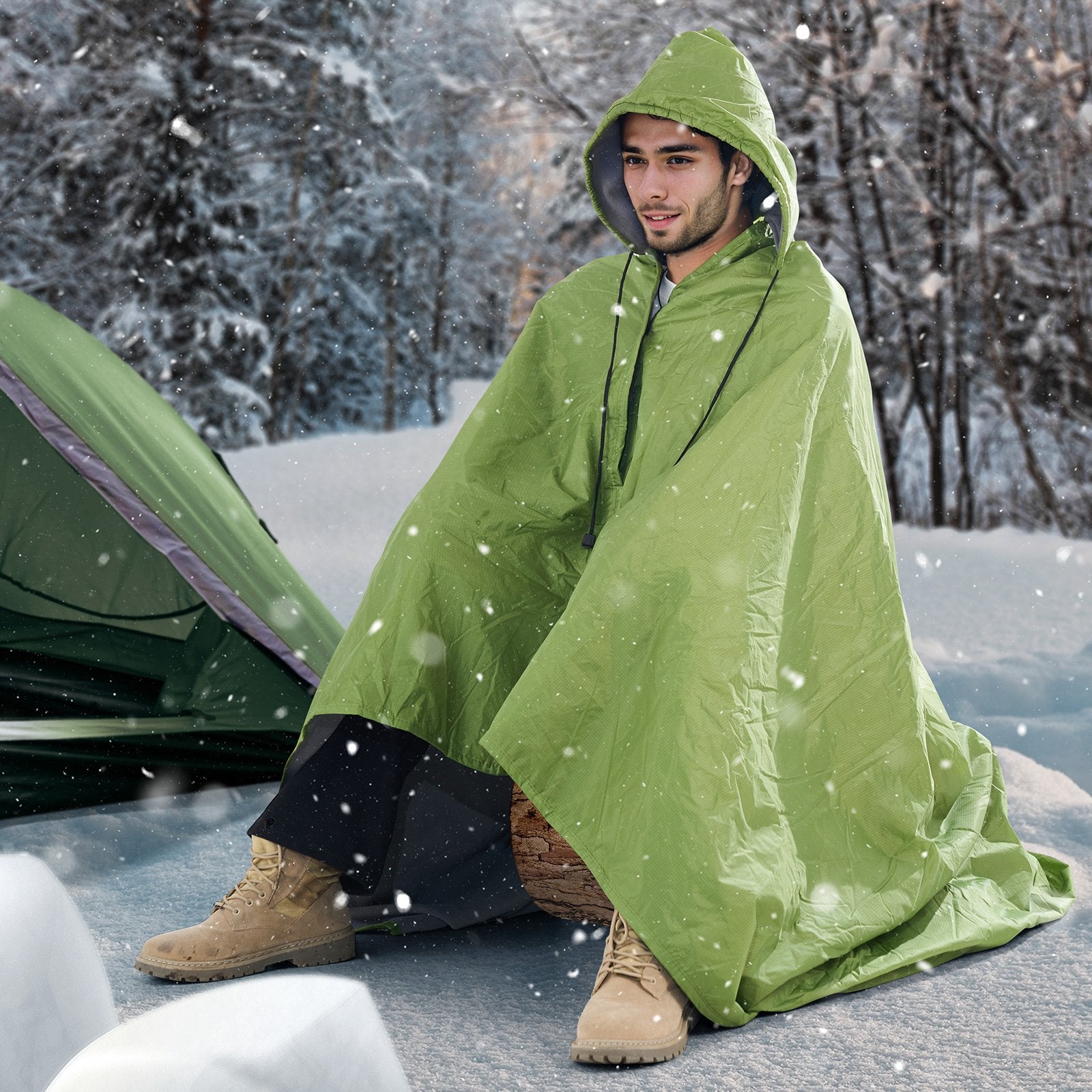 Camping Blanket 2 m x 1.5 m Wearable Warm Stadium Blanket Army Green V952-LYTJZKKCDDLY0746MV0