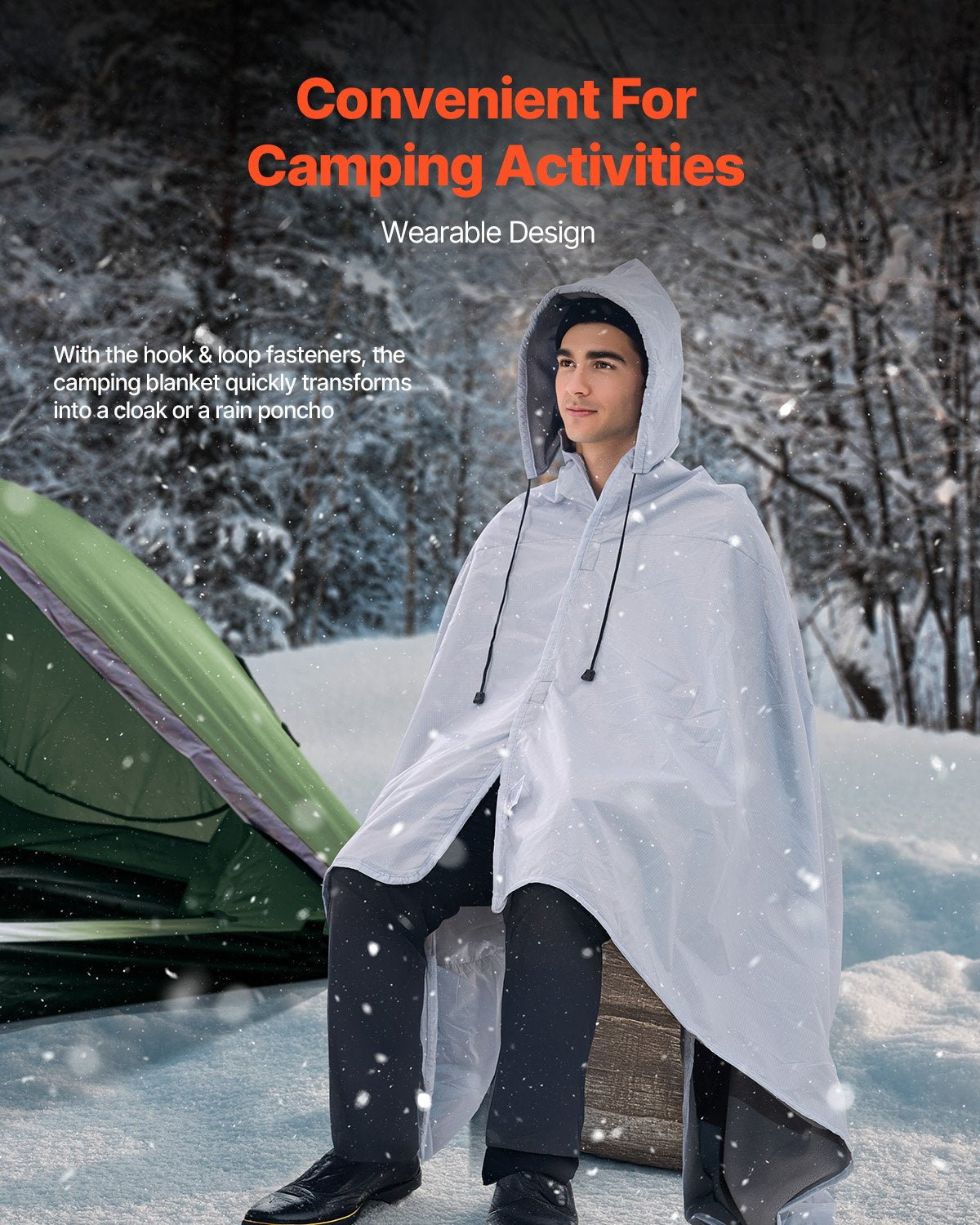 Camping Blanket 2 m x 1.5 m Wearable Warm Stadium Blanket Light Grey. V952-LYTJZKKCDDLYJ2MF1V0